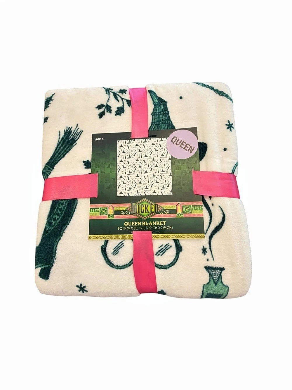 WICKED Elphaba Universal WITCH White & Green Queen Size 90in x 90in Blanket NEW